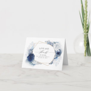 Marine en Dusty Blue Wedding Dank u Bedankkaart