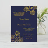 Marine en Gele Bloemen 5x7 Huwelijksuitnodiging Kaart (Staand voorkant)