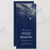 Marine en Gold Shooting Star Night Wedding Program Programma (Voorkant / Achterkant)