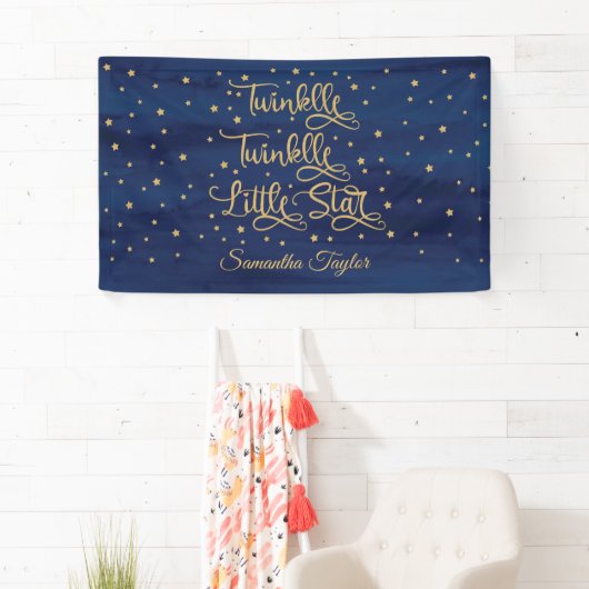 Marine en goud glitter twinkle twinkle kleine ster spandoek (Insitu)
