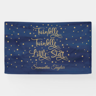 Marine en goud glitter twinkle twinkle kleine ster spandoek