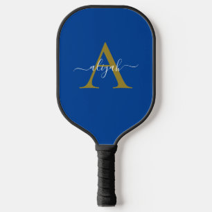 Marine en Goud Monogram Script Naam Custom Pickleball Paddle