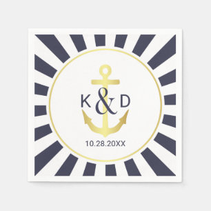 Marine en Goud nautische bruiloft Servet