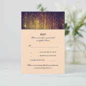 Marine en Gouden Bruiloft String Lights RSVP Kaartje (Staand voorkant)