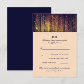 Marine en Gouden Bruiloft String Lights RSVP Kaartje (Voorkant / Achterkant)