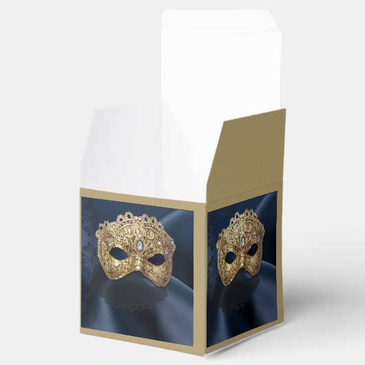 Marine en Gouden Masquerade Bruiloft Favor Box Bedankdoosjes (Geopend)