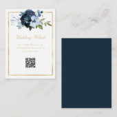 marine en gouden QR code bruiloft website Informatiekaartje (Voorkant / Achterkant)