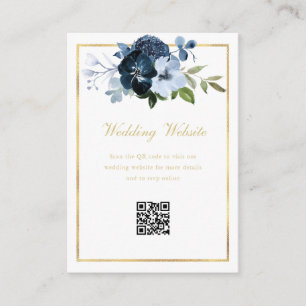 marine en gouden QR code bruiloft website Informatiekaartje
