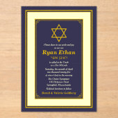 Marine en Gouden Ster van David Bar Mitswa Acryl Uitnodigingen (Voorkant)