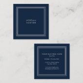 Marine en Grijs Eenvoudige Klassieker Vierkante Visitekaartje (Voorkant / Achterkant)