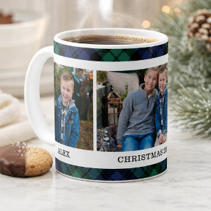 Marine en groene ruit Custom kerstfoto Koffiemok