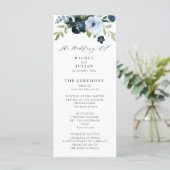 Marine en lichtblauw bloemenbruiloft programma (Staand voorkant)