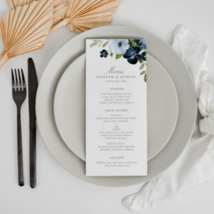 Marine en lichtblauw huwelijksmenu menu