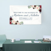 Marine en Marsala Bloemen Bruiloft Banner Decorati (Beurs)