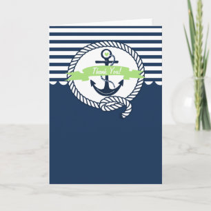 Marine en Mint Green Nautical bedankkaart