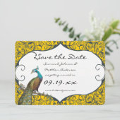 Marine en Mosterd Parkiet Verloving Datum Besparen Kaart (Staand voorkant)