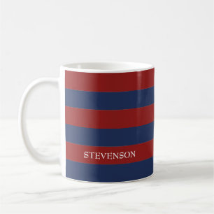 Marine en Rode Rugby Stripes Koffiemok
