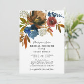 Marine en Roest Kleurige Bruiloftsdouche Wit Kaart (Staand voorkant)