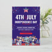 Marine en rood Modern 4th van juli Onafhankelijkhe Kaart (Staand voorkant)