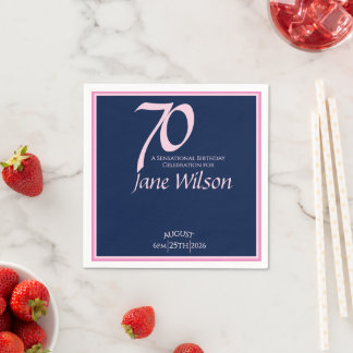 Marine en Roze 70ste Verjaardagsfeest Collectie Servet