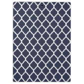 Marine en Roze Quatrefoil Custom Monogram Klembord (Achterkant)