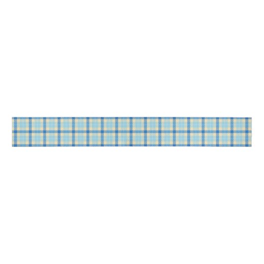 Marine en Sky Blue Tartan Plaid Ribbon Grosgrain Lint (Voorkant)