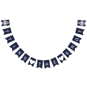 Marine en wit binden de knoop nautische Bunting Vlaggetjes