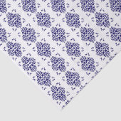 Marine en wit damast patroon tissuepapier (Detail)
