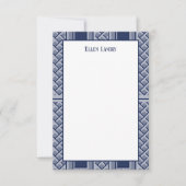 Marine en Witte Chinoiserie Bamboe Patroon Bedankkaart (Voorkant)