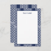 Marine en Witte Chinoiserie Bamboe Patroon Bedankkaart (Voorkant / Achterkant)