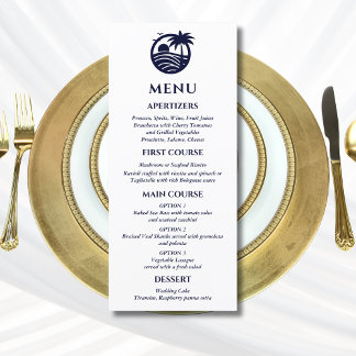 Marine en Witte Palm Tree Coastal Wedding Menu