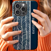 Marine en witte visgraat gepersonaliseerde naam Case-Mate iPhone case