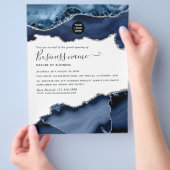 Marine en zilver agaat edelsteen grote opening flyer (Hand)