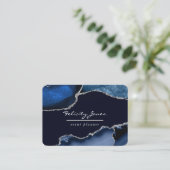 Marine et Argent Agate Carte de visite en pierre p (Debout devant)