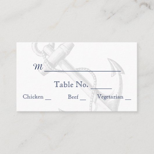 Marine et Argent Ancre Plage Mariage Cartes de lie (Devant)