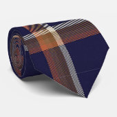 Marine et Auburn Orange Plaid Cravate (Roulé)