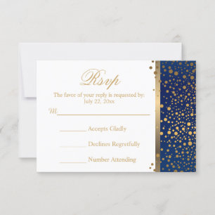 Marine et blanc de carte du mariage RSVP avec des