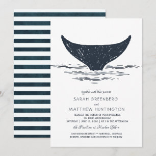 Marine et Blanc Faire-part de mariage nautique d