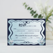 Marine et bleu clair Chic Boho mariage floral RSVP (Debout devant)