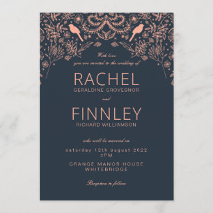 Marine et corail de faire-part de mariage dramatiq