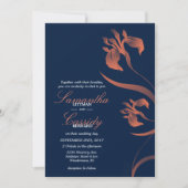 Marine et Coral Iris Floral Faire-part de mariage (Devant)