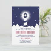 Marine et Crimson | Faire-part de mariage phare (Debout devant)