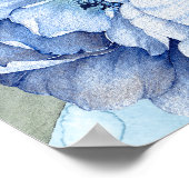Marine et Dusty Blue Floral Mariage Affiche de bie (Coin)