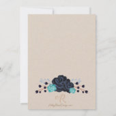 Marine et Faire-part de mariage floral turquoise (Dos)
