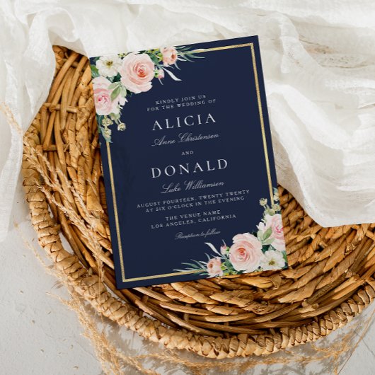 Marine et faire-part de mariage florale