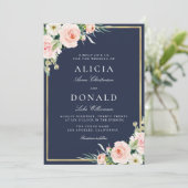 Marine et faire-part de mariage florale (Debout devant)