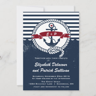 Marine et Faire-part de mariage nautique rustique