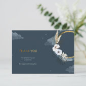 Marine et feuille d'or sur la carte de remerciemen (Debout devant)