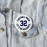 Marine et football blanc Maman Jersey Numéro<br><div class="desc">Saluez votre équipe sportive préférée, votre footballeur ou montrez votre fierté scolaire avec un bouton d'esprit personnalisé! Ajoutez votre nom d'école ou personnalisez-le avec le nom d'un joueur et son numéro de maillot. Parfait pour le football, le basket, le baseball et les jeux de football ! Créez des broches personnalisées...</div>