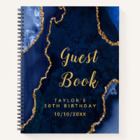 Marine et Gold Agate Anniversaire Livre d'or